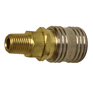 Sleeve Lock Air Socket, Industrial "M" Style Plug, 1/4" NPT Male, 1/4" Coupler